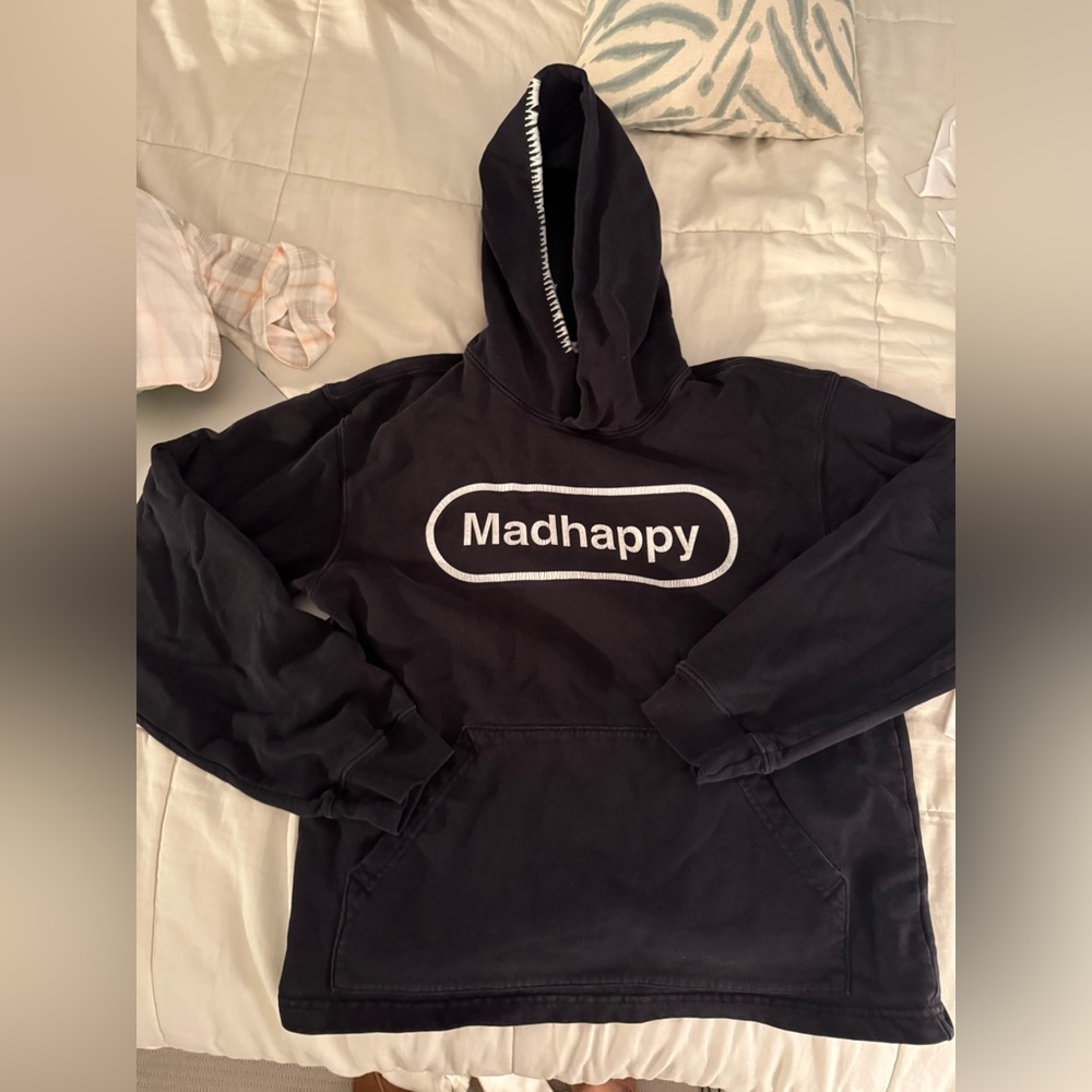 Madhappy black hoodie with white zipper